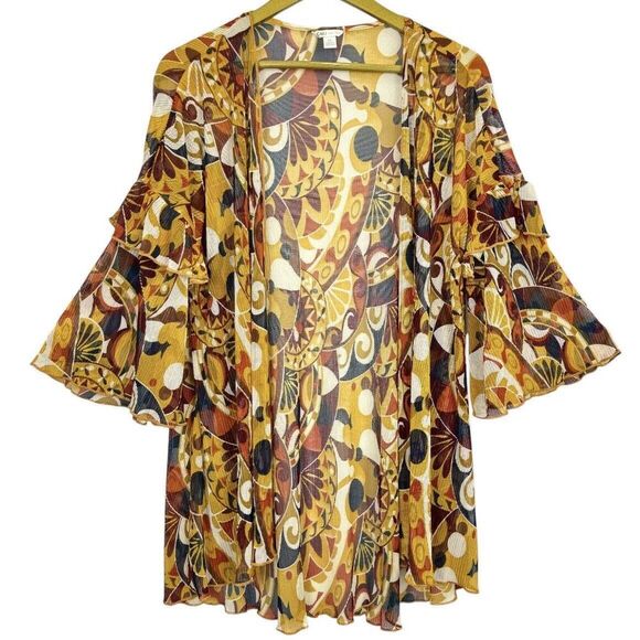 Cato Mesh Kimono Cardigan Top Size M Multicolor Flared Sleeves Boho Fairy Beachy - Picture 1 of 6